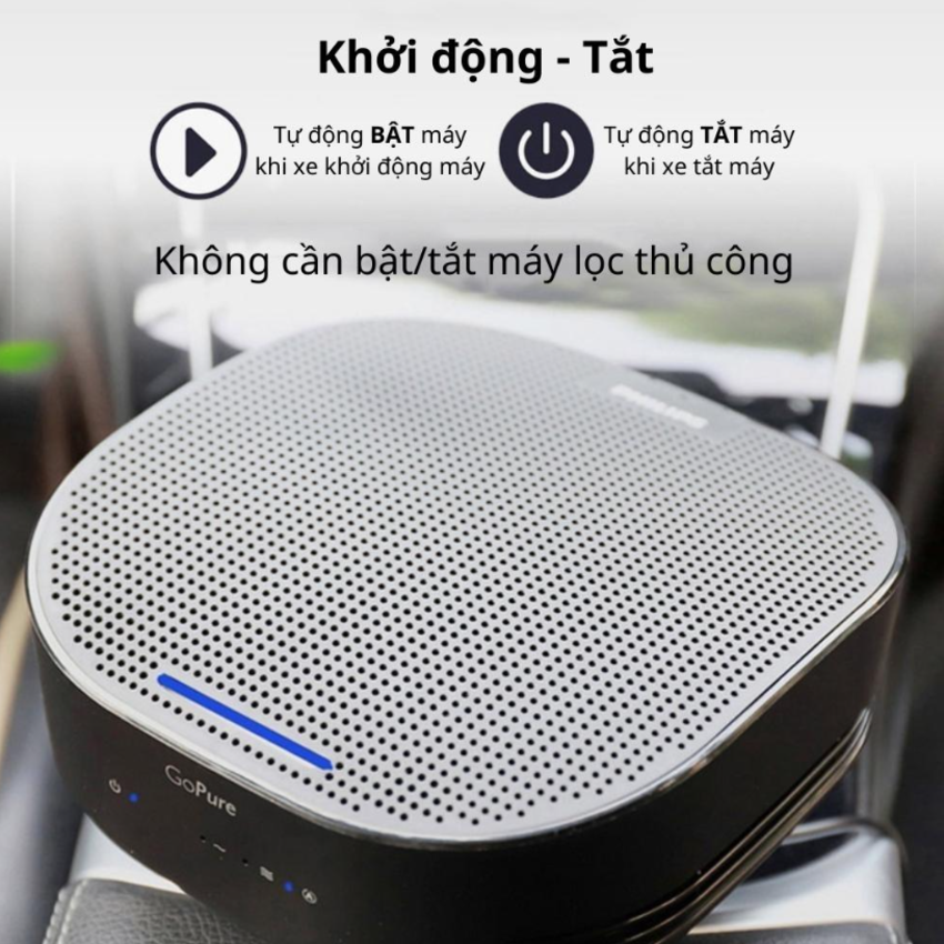 Máy khử mùi, lọc không khí trên xe ô tô Philips GP5301 - Cảm biến chất lượng không khí: 3 màu AQI - HÀNG NHẬP KHẨU