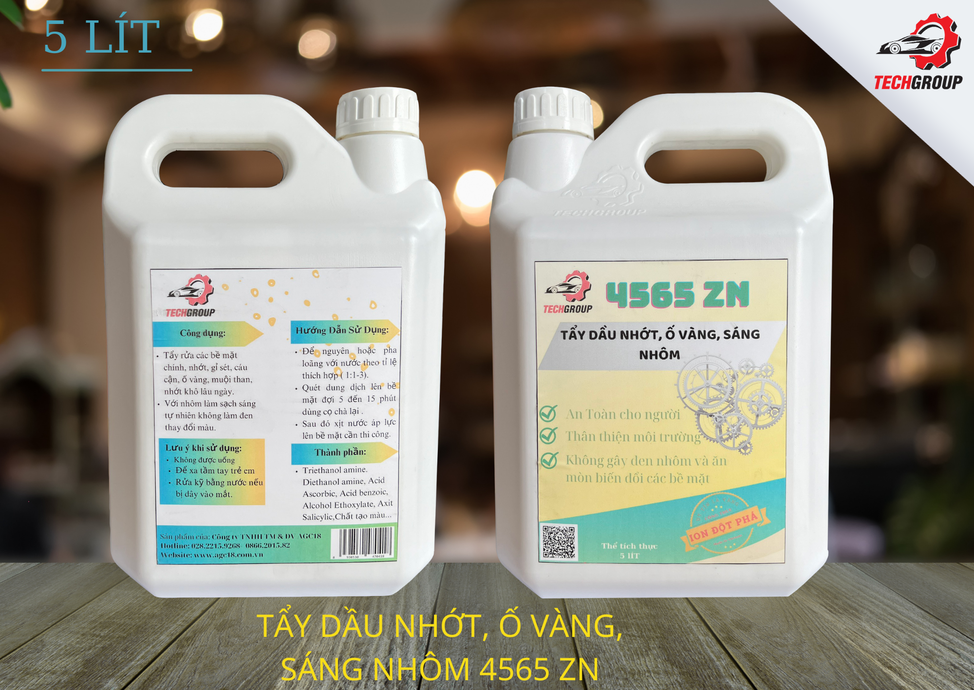 Dung dịch tẩy dầu nhớt, ố vàng, sáng nhôm Techgroup 4565 ZN – 5 Lít