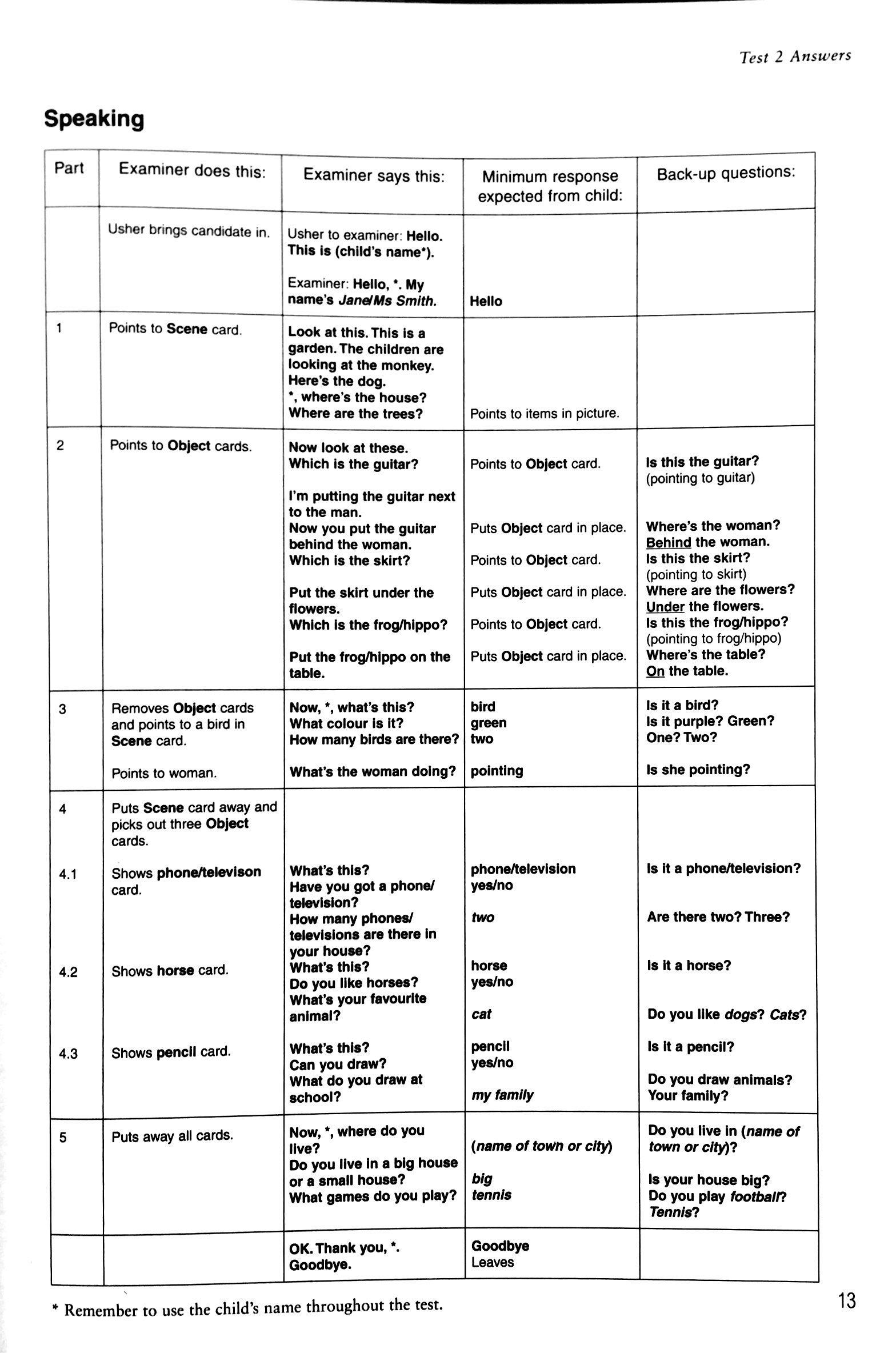 Cambridge Young Learners English Tests Second edition Starters 3 Answer Booklet