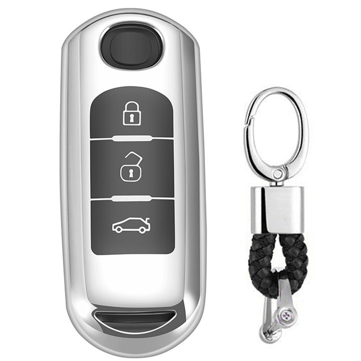 Ốp chìa khóa, bọc khóa tráng gương xe Mazda 2, mazda 3, mazda6, CX8, CX5, CX3, CX30 kèm móc treo
