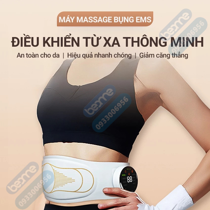 Máy Massage tan Mỡ Bụng Xung Điện EMS Beame BM-B48, Đai Massage Lưng Bụng Rung Nhiệt Giảm Đau Bụng Kinh
