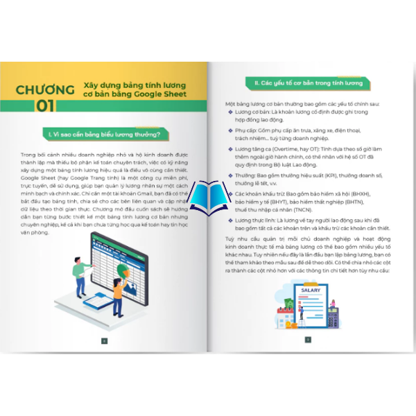 Sách - Bảng biểu mẫu tính lương thưởng + quản lý kho + báo cáo tài chính bằng Googlesheet dành cho HKD, Doanh nghiệp