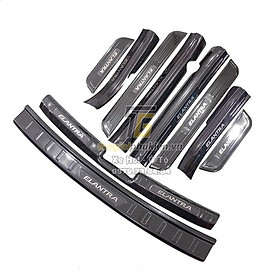 COMBO Nẹp bước chân và ốp chống trầy cốp Hyundai Elantra 2017-2020 vân Carbon