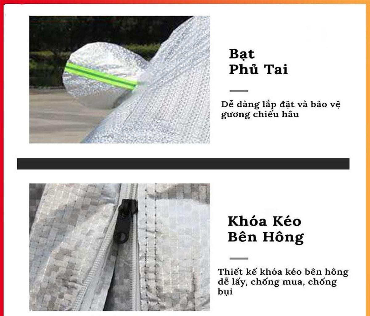 Bạt Phủ Ô Tô VINFAST FADIL, LUX A 2.0, LUX SA 2.0, Chất Liệu Bạt Tráng Nhôm 3 lớp, có phản quang