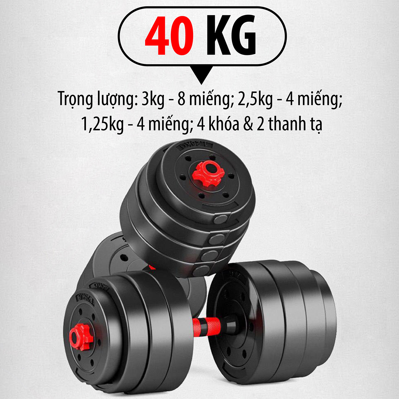 Tạ tập tay đẩy kết hợp, tạ nam nữ tập gym tập thon tay Giá tốt Hàng Chuẩn(Chọn Lực Nặng Của Tạ 20kg ,30kg, 40kg Tùy chọn)