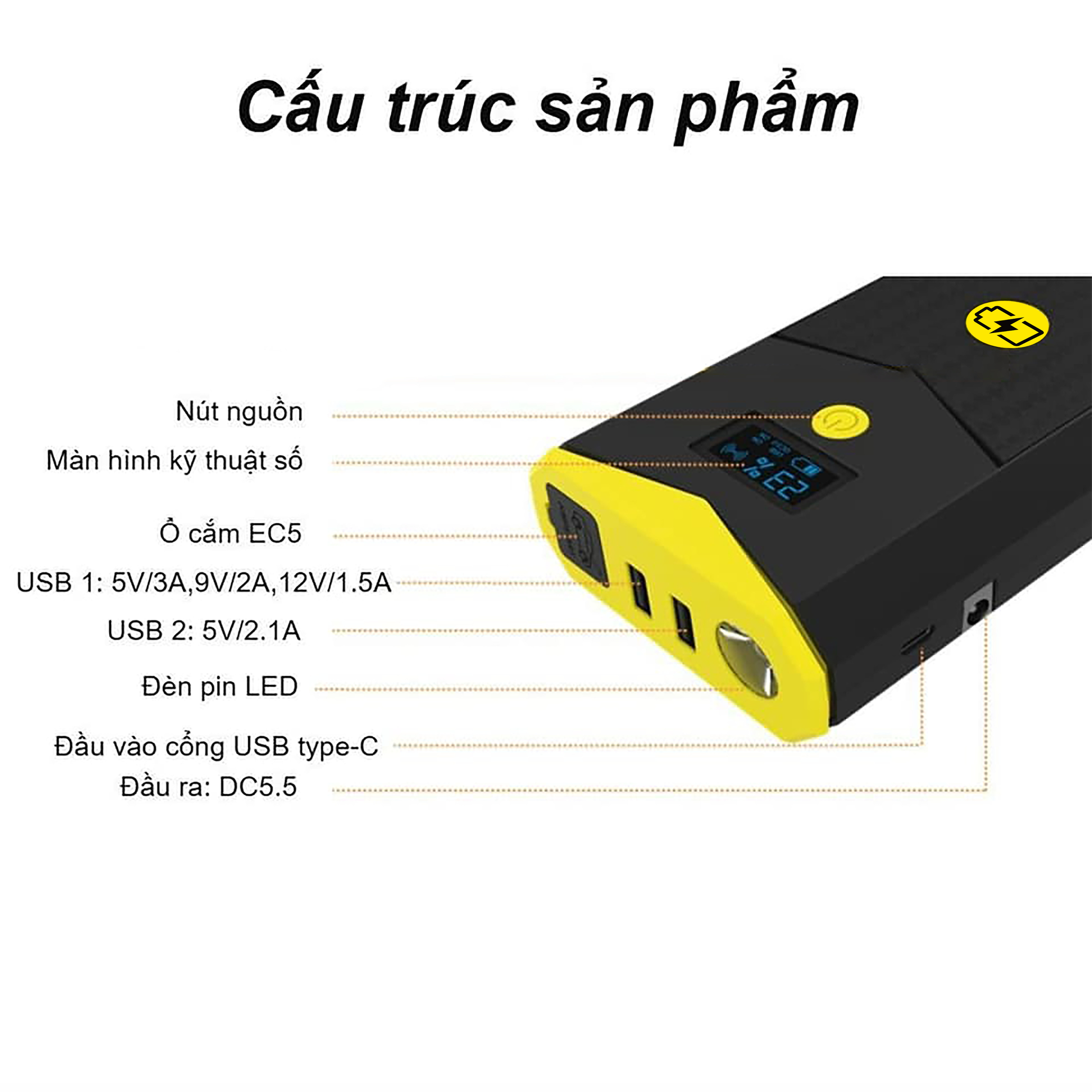 Bộ kích bình ô tô 750A - 1500A chuyên dụng có đèn pin Michelin 4165M
