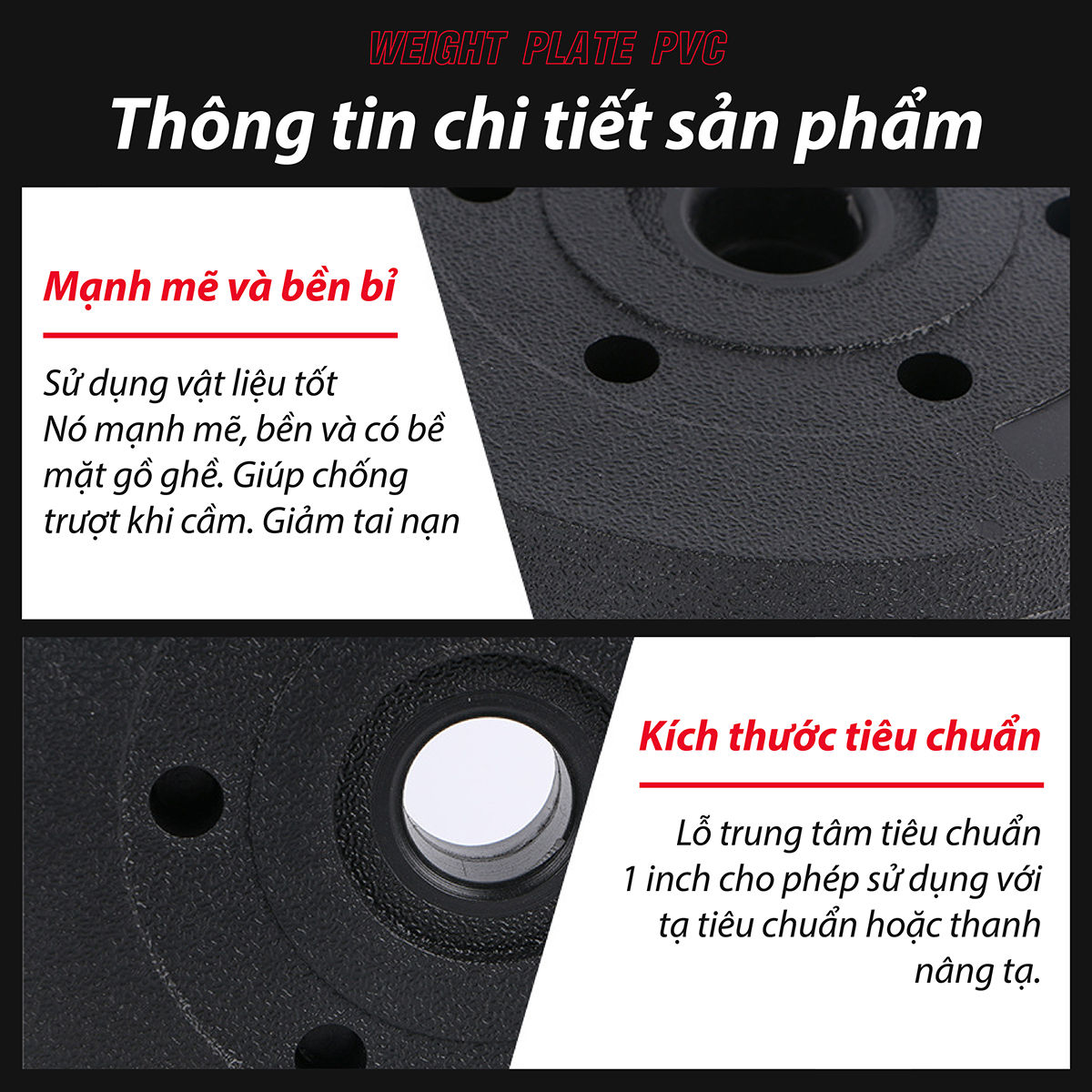 BG Bánh Tạ Nhựa 1.25kg Đặc Ruột - Tạ Miếng Nhựa - Sẵn Kho Giao Liền