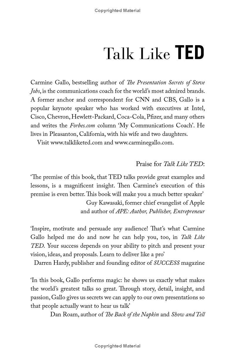 Talk Like TED: The 9 Public Speaking Secrets Of The World