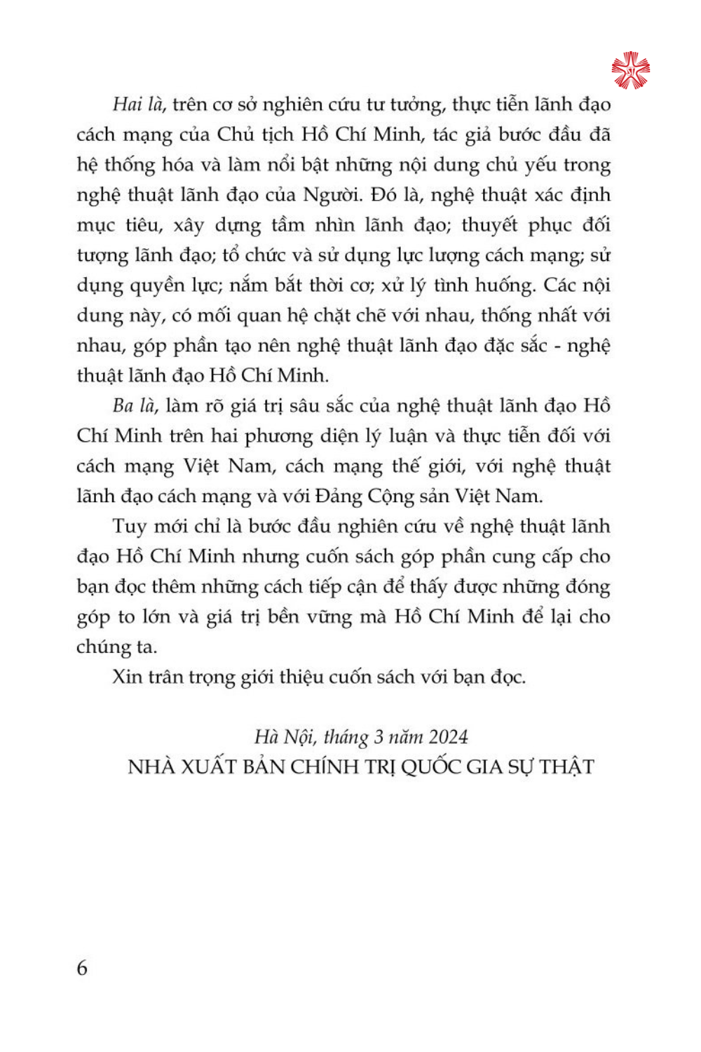 Nghệ thuật lãnh đạo Hồ Chí Minh ( bản in 2024)
