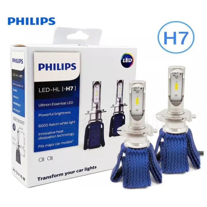 Bóng đèn pha ô tô, xe hơi nhãn hiệu Philips điện áp 12V, nhiệt độ màu 6000K công nghệ LED - Hàng nhập khẩu