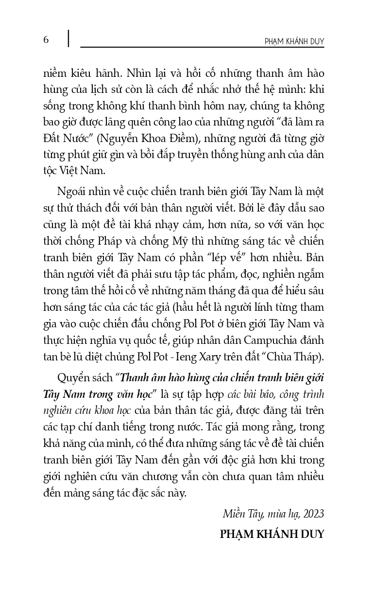 Thanh Âm Hào Hùng Của Chiến Tranh Biên Giới Tây Nam Trong Văn Học (Phê bình - Tiểu luận)