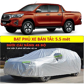 Bạt Trùm xe Ô tô bán tải 5D 3 lớp dày dặn, LỚP TRONG CÙNG CÓ BÔNG CHỐNG XƯỚC XE
