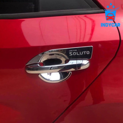 Bộ Ốp Tay Nắm, Hõm Cửa Xe KIA SOLUTO 2019-2020-2021 Mạ Crom 8 Chi Tiết, Tặng Kèm 3 M