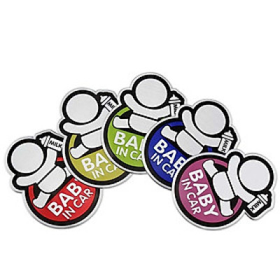 Tem Baby In Car bằng NHÔM dán trang trí ô tô xe hơi