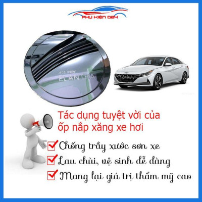 Ốp nắp bình xăng Elantra 2019 mạ crom chống trầy trang trí ô tô