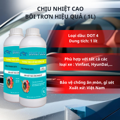 Dầu Phanh DOT 4 Dung Tích 1L CTK Chính Hãn, Đạt Chuẩn Quốc Tế, Đảm Bảo Hiệu Suất Phanh Tối Ưu, Phù Hợp Mọi Dòng Xe Ô Tô, Khuyến Nghị Dùng Cho Cả Xe Điện