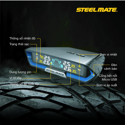 Cảm biến áp suất lốp năng lượng mặt trời TP-MT11 PRO STEELMATE
