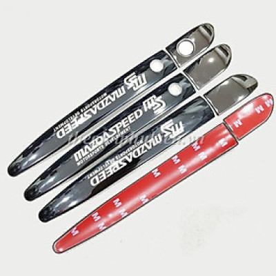 Bộ ốp tay nắm cửa xe Mazda 6 vân Titan - Tặng miếng dán trong suốt chống xước hõm cửa