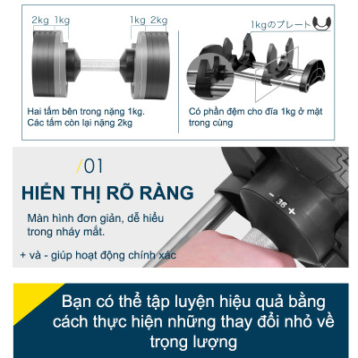 Nuobell flexbell - 01 quả tạ tay 20kg/ 02 quả tạ tay 40kg (10 cấp điều chỉnh trọng lượng) tập gym tập thể dục tập tạ tập luyện cơ bắp.