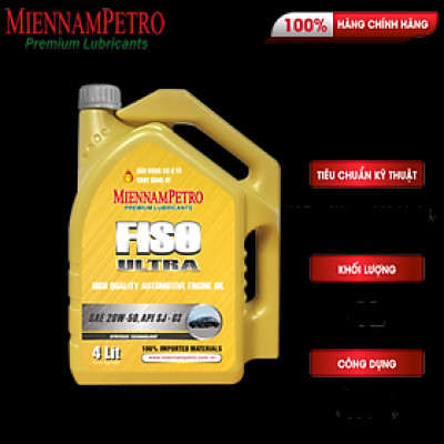 Dầu Nhớt Tổng Hợp MiennamPetro Fiso Ultra 20W-50 API SJ/CF 4L Bảo Vệ Và Chống Ăn Mòn Động Cơ Xe Ô Tô, Xe Khách Cao Cấp