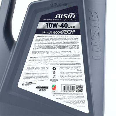 Dầu Nhớt Bán Tổng Hợp AISIN Econtech+ SP 10W40 4 Lít ESSNP1044P - Nhập Khẩu Chính Hãng