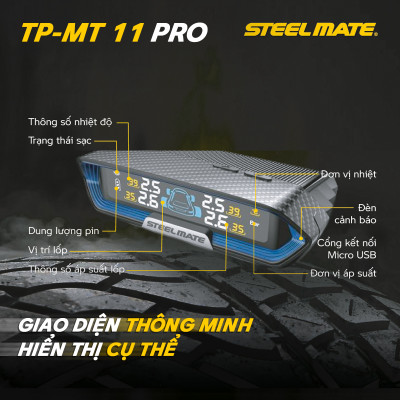 Cảm biến áp suất lốp năng lượng mặt trời TP-MT11 PRO STEELMATE