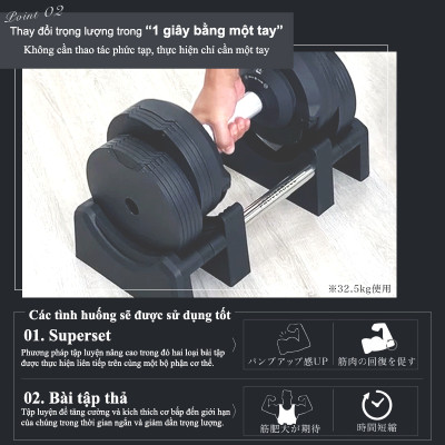 Lysin - 01 quả tạ 32.5kg/02 quả tạ 65kg điều chỉnh trọng lượng 20 cấp độ mỗi lần đổi 1.5kg tạ đòn tập luyện chuyên nghiệp tập gym, tập luyện cơ bắp tập luyện thể thao.