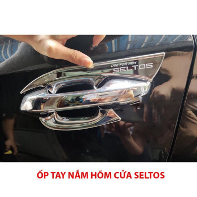 Bộ ốp tay nắm cửa, hõm cửa xe dành cho KIA Seltos 2021 mạ Crom