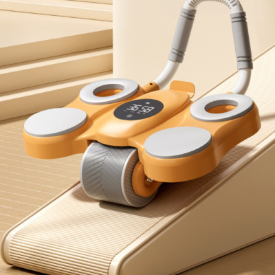 Con lăn tập bụng - Dụng cụ tập gym tại nhà thế hệ mới 2 bánh có chỗ để tay tiện dụng, tặng miếng thảm+ Cáp Sạc