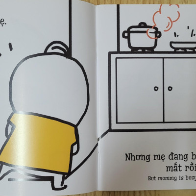 Sách Ehon Miu Miu Tự Lập Phần 1 Song Ngữ - Đi Tắm