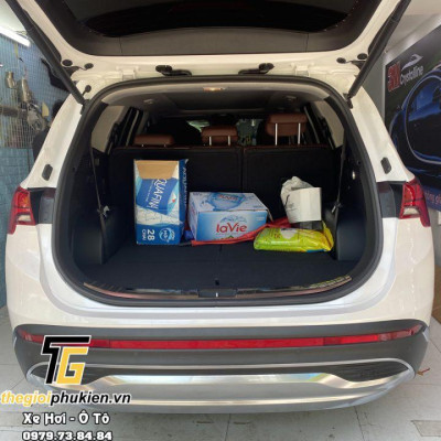 BỘ SẢN PHẨM Nẹp bước chân CẢ BỘ và ốp chống trầy cốp TRONG Hyundai Santafe 2021  - Mẫu Inox