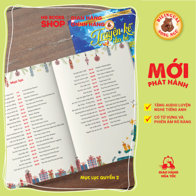 Sách song ngữ: Combo 2 tập Truyện Kể Cho Bé Trước Giờ Đi Ngủ - Cùng Con Phát Triển IQ, EQ Và Làm Quen Với Tiếng Anh, Tặng File Audio