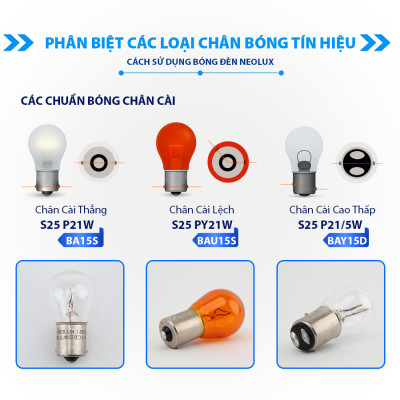 Combo 10 Bóng Đèn Sau Chân Cài S25 OSRAM NEOLUX Lắp Đèn Hậu, Đèn Phanh, Xi Nhan, Đèn Lùi Xe Ô Tô Xe Máy - Nhập Khẩu Chính Hãng
