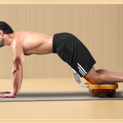 Con lăn tập bụng - Dụng cụ tập gym tại nhà thế hệ mới 2 bánh có chỗ để tay tiện dụng, tặng miếng thảm+ Cáp Sạc