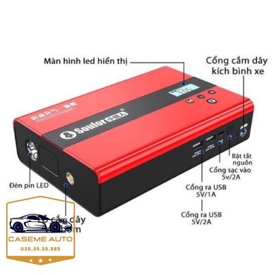 Kích Bình Ô Tô, Bộ Kích Ắc Quy Ô Tô Đa Năng 4IN1 Soulor Kích Điện Ô Tô, Bơm Lốp Ô Tô, Sạc Dự Phòng, Đèn Pin - Hàng Nhập Khẩu