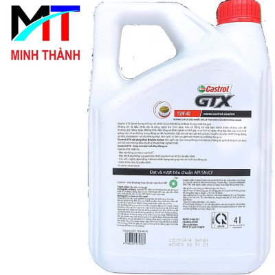 Dầu nhớt cho xe ô tô Castrol GTX 15W-40 (Can 4 Lit)