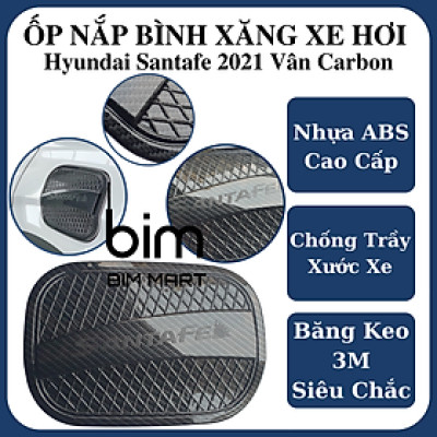 Ốp Nắp Bình Xăng Dành Cho Xe Hyundai Santafe 2021 Vân Carbon Cao Cấp