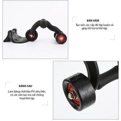 Con Lăn Tập Cơ Bụng 4 Bánh( Kèm tấm thảm lót gối )