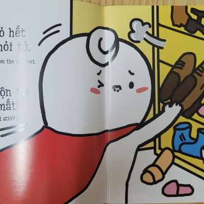 Sách Ehon Miu Miu Tự Lập Phần 1 Song Ngữ - Dọn Tủ Giày