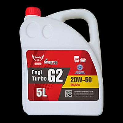 Dầu nhớt Singtrea Engi Turbo G2 20W-50 SM/CF4 5L dành cho xe ô tô