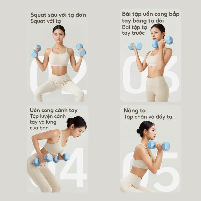 Bộ 2 tạ tay Thái Lan 1kg cao cấp Model Q304 - Q314 tập Gym tại nhà (hàng nhập khẩu)