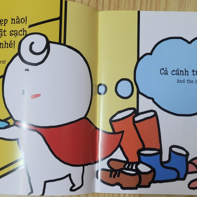 Sách Ehon Miu Miu Tự Lập Phần 1 Song Ngữ - Dọn Tủ Giày