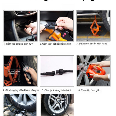 Trọn Bộ Sản Phẩm Đa Dụng Dành Cho Ô Tô Kích Gầm + Súng Bắn Ốc + Bơm Mini ROGTZ TY42SP Electric Jack Dùng Nguồn Tẩu 12V Hàng Chính Hãng