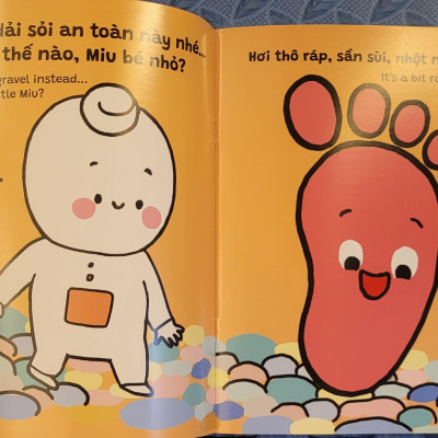 Sách Ehon Miu Bé Nhỏ Phần 4 Song Ngữ - Miu Bé Nhỏ Đừng Đi Chân Đất Nhé