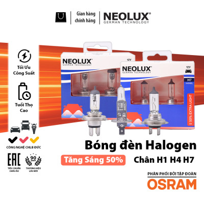 Combo 2 Bóng Đèn Halogen Tăng Sáng 50% OSRAM NEOLUX Dùng Cho Xe Ô Tô Xe Máy Chân H1 H4 H7 - Nhập Khẩu Chính Hãng
