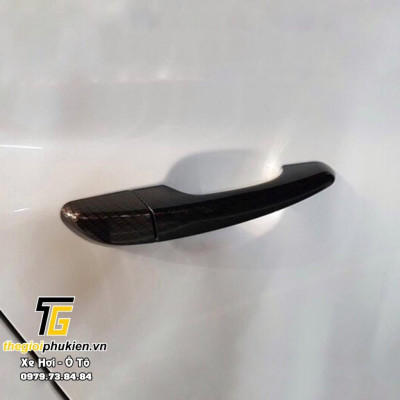 Bộ ốp tay nắm cửa xe Hyundai Tucson vân Carbon - Tặng miếng dán trong suốt chống xước hõm cửa