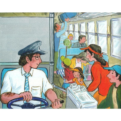 Sách Ehon - Thực Phẩm Tâm Hồn Cho Bé - Xe Bus Píng Poong Đi Biển - Thái hà