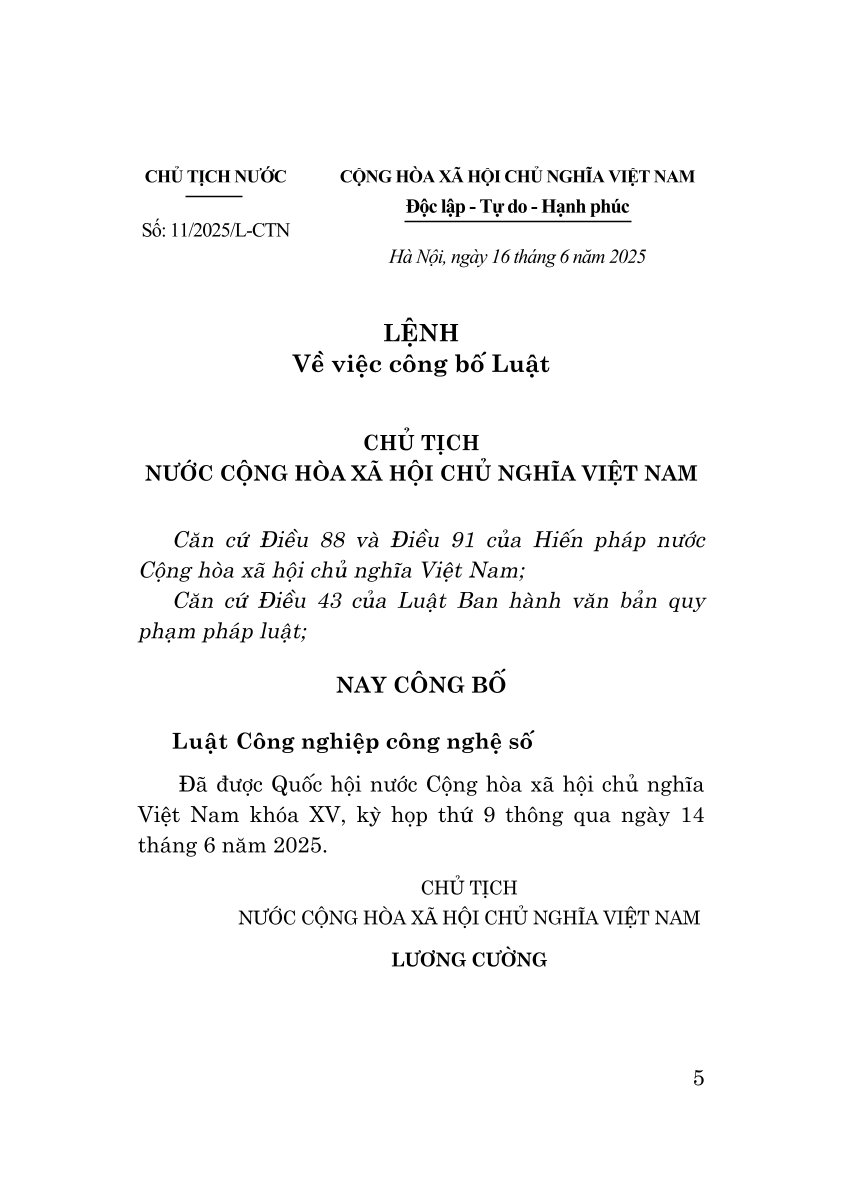 Luật công nghiệp công nghệ số năm 2025