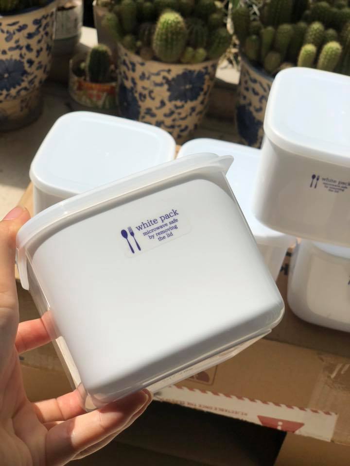 Hộp đựng thực phẩm Nakaya White Pack có nắp gioăng silicon - Nội địa Nhật Bản