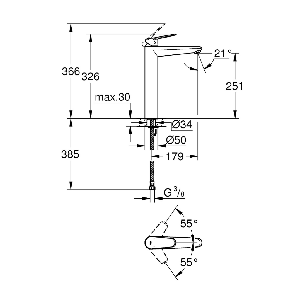 Vòi chậu GROHE EURODISC COSMOPOLITAN Size XL - 23432000